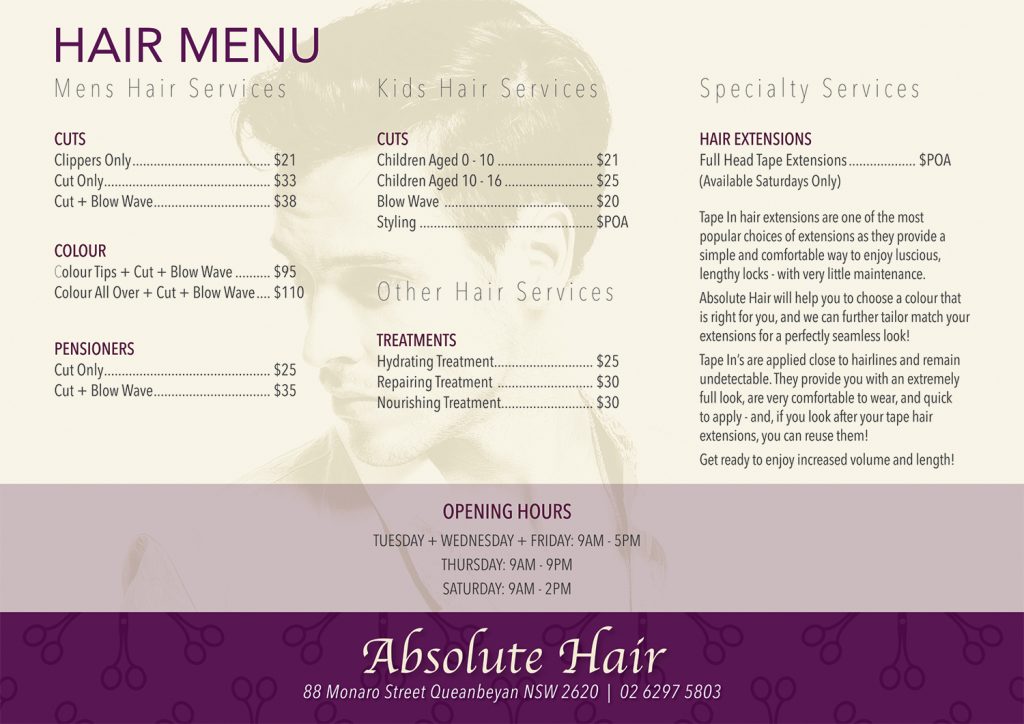 Services Absolute Hair Queanbeyan